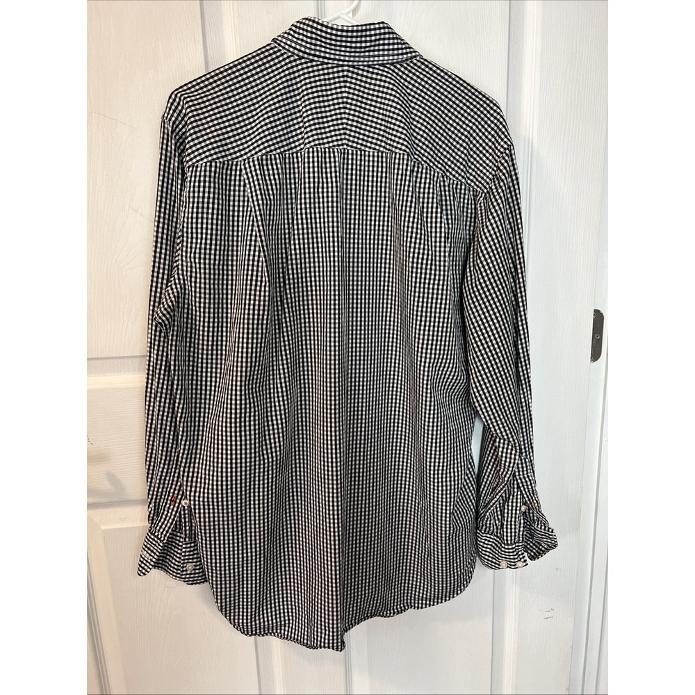 J Mclaughlin Mens Size Large Black/White Check Button Down Soft Cotton Shirt - Picture 4 of 7